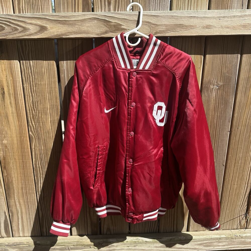 Vintage Nike‎ Oklahoma Sooners Satin Bomber Jacket Size Medium